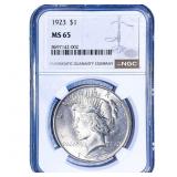 1923 Silver Peace Dollar NGC MS65