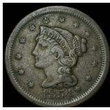1854 Braided Hair Large Cent NEARLY UNCIRCULATED