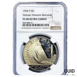 1994P Vietnam Veterans Memorial Silver $1 NGC PF68