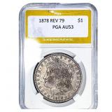 1878 Rev 79 Morgan Silver Dollar PGA AU53
