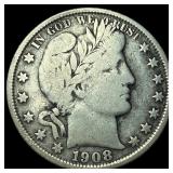 1908-O Silver Barber Half Dollar LIGHTLY CIRCULATE