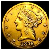1876-CC $5 Gold Half Eagle