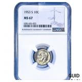 1953-S Roosevelt Dime NGC MS67