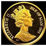 1993 Isle of Man Gold 1/25 oz Crown CHOICE PROOF