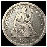 1855 Arrows Seated Liberty Quarter LIGHTLY CIRCULA