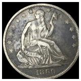1860-O Silver Half Dollar ABOUT UNCIRCULATED