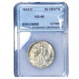1943-D Walking Liberty Half Dollar NNC MS66