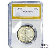 1943 Walking Liberty Half Dollar PGA MS66