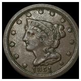 1851 Braided Hair Half Cent NEARLY UNCIRCULATED