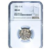 1931-S Buffalo Nickel NGC MS64