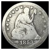 1853 Arrows Seated Liberty Silver Quarter NICELY C
