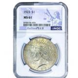 1923 Silver Peace Dollar NGC MS61