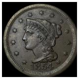 1854 Braided Hair Large Cent CLOSELY UNCIRCULATED