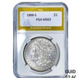 1888-S Morgan Silver Dollar PGA MS63