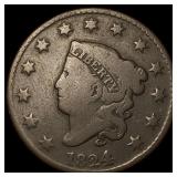 1824 Coronet Head Large Cent NICELY CIRCULATED