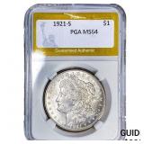 1921-S Morgan Silver Dollar PGA MS64
