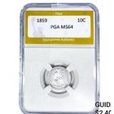 1859 Seated Liberty Dime PGA MS64