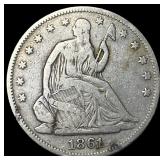 1861 Seated Liberty Half Dollar LIGHTLY CIRCULATED