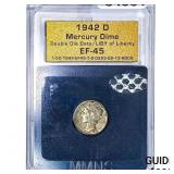 1942-D Mercury Silver Dime MMNS EF45