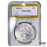 1922-S Silver Peace Dollar PGA MS64