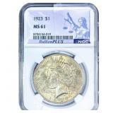 1923 Silver Peace Dollar NGC MS61