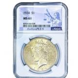 1924 Silver Peace Dollar NGC MS61