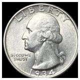 1934 Silver Washington Quarter CHOICE AU