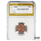 1909 Wheat Cent PGA MS65 RED