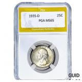 1935-D Washington Silver Quarter PGA MS65