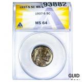 1937-S Buffalo Nickel ANACS MS64