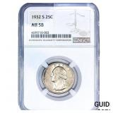1932-S Washington Silver Quarter NGC AU58