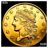 1836 $5 Gold Half Eagle CHOICE BU+