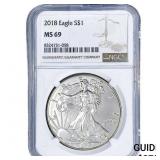 2018 Silver Eagle NGC MS69