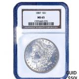 1887 Morgan Silver Dollar NGC MS65