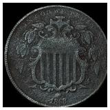 1867 Shield Nickel No Rays LIGHTLY CIRCULATED