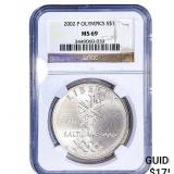 2002 P Olympics Silver $1 .7734oz ASW NGC MS69