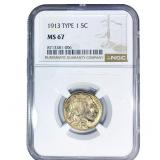 1913 Buffalo Nickel NGC MS67 Type 1