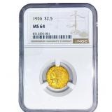 1926 $2.50 Gold Quarter Eagle NGC MS64