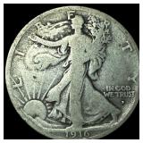 1916-D Silver Walking Liberty Half Dollar NICELY C