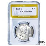 1951-D Franklin Half Dollar PGA MS66 FBL