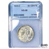 1943-D Walking Liberty Half Dollar NNC MS66