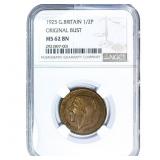 1925 Great Britain Bonze Half Penny Original Bust