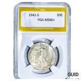 1941-S Walking Liberty Half Dollar PGA MS66+