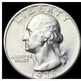 1936-S Silver Washington Quarter CHOICE AU