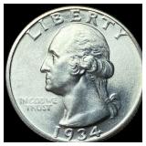 1934 Silver Washington Quarter CHOICE BU