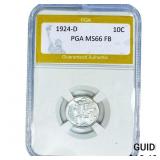 1924-D Mercury Silver Dime PGA MS66 FB