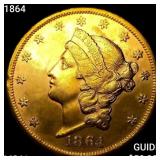 1864 $20 Gold Double Eagle UNCIRCULATED