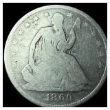 1860-O Silver Seated Liberty Half Dollar LIGHTLY C