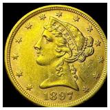 1897 Liberty Head Half Eagle $5 Gold UNCIRCULATED