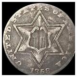 1858 Silver Three-Cent Piece NEARLY UNCIRCULATED